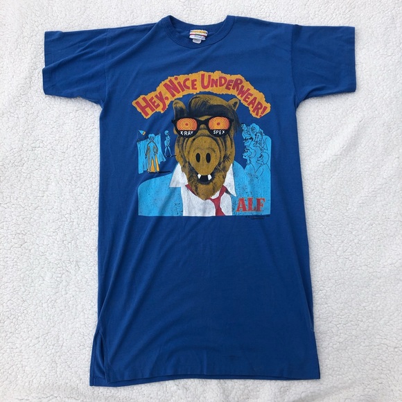 Vintage Shirts Vintage 8s Alf Alien Single Stitch Blue Long